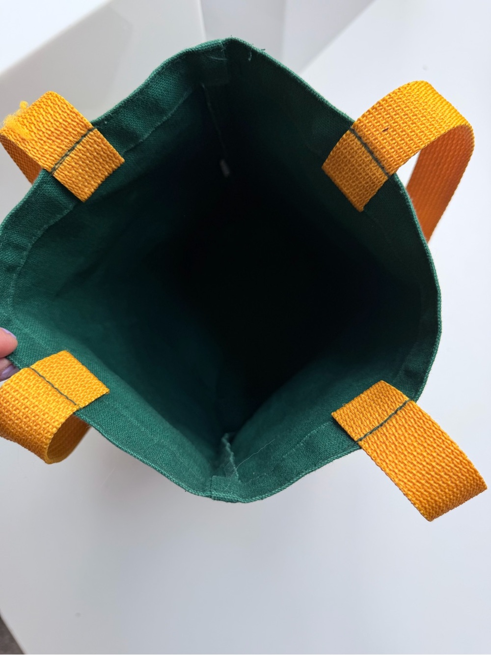 Neiman Marcus Department Store Branded Logo Small Tote Bag Green and Yellow - Picture 6 of 13